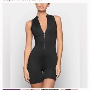 Skims Swim Mock Neck Zip Front Onesie Suit